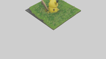 3D model Pika collecting grass model VR / AR / low-poly