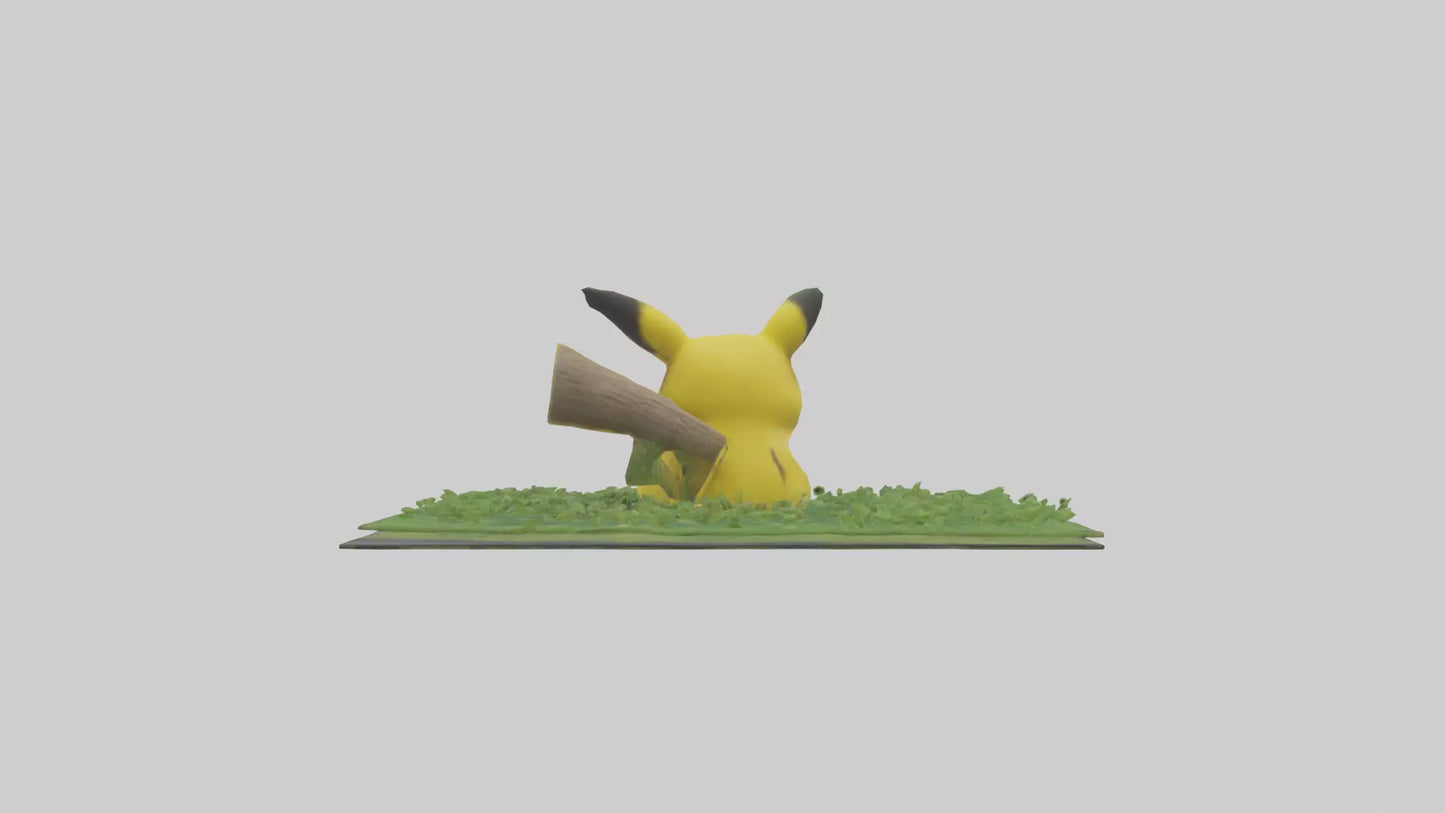 3D model Pika collecting grass model VR / AR / low-poly