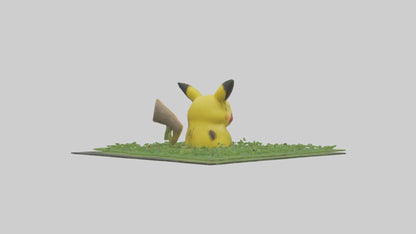 3D model Pika collecting grass model VR / AR / low-poly