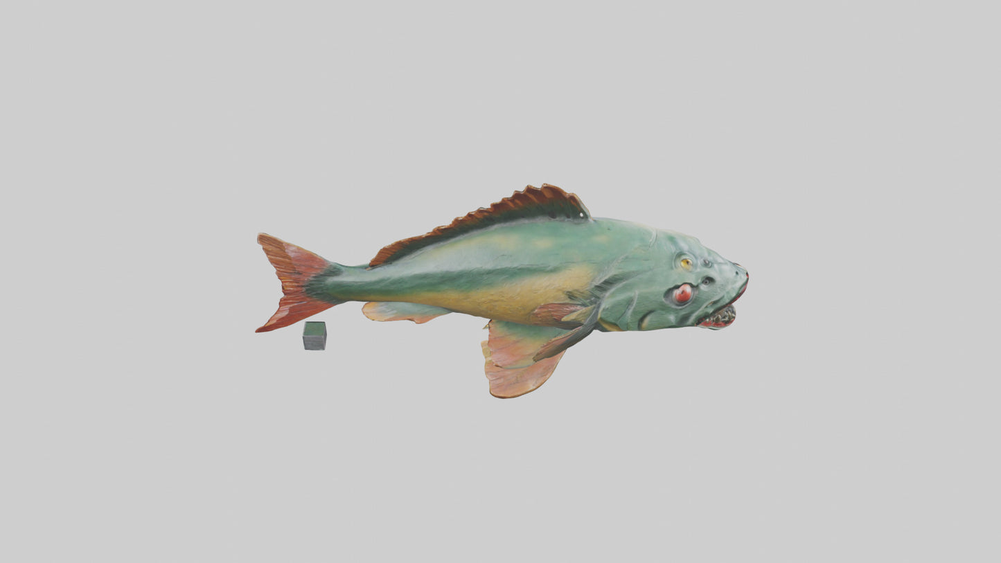 3D model Piranha statue model VR / AR / low-poly