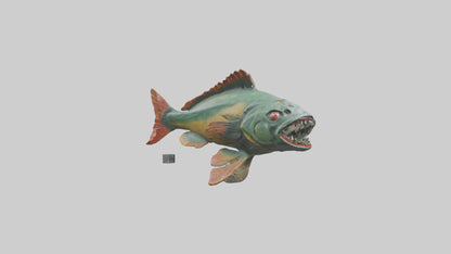 3D model Piranha statue model VR / AR / low-poly