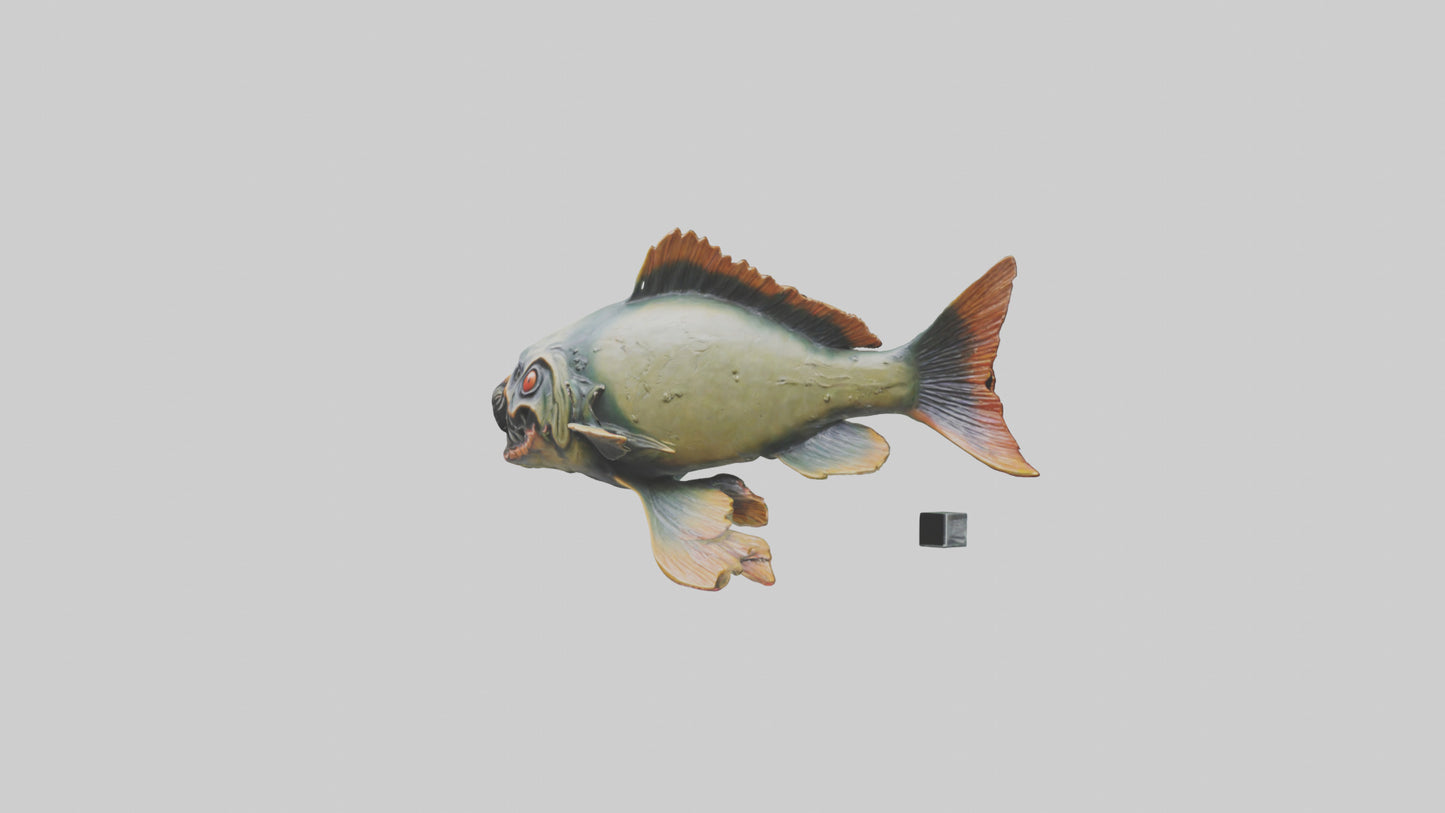 3D model Piranha statue model VR / AR / low-poly