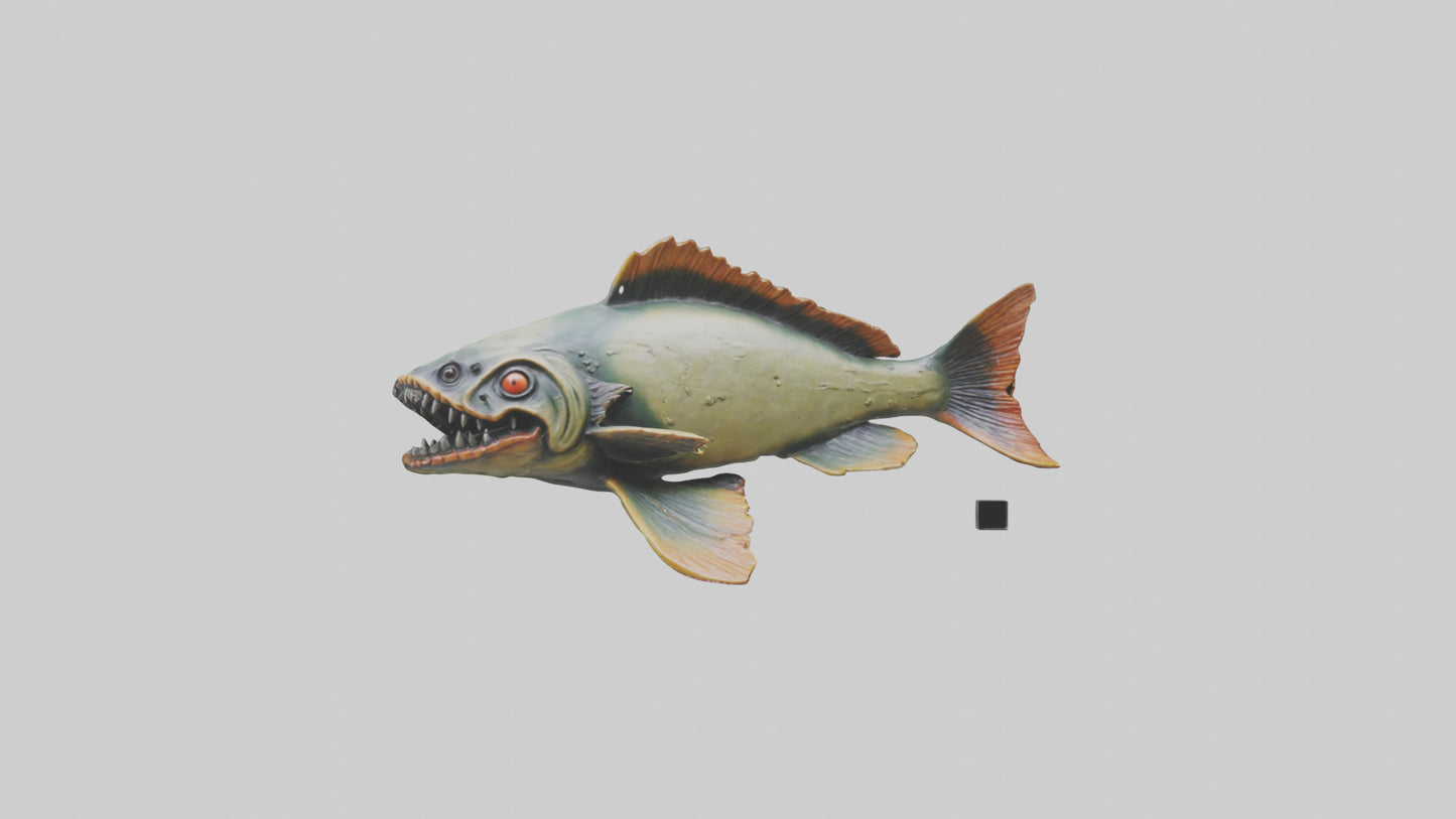 3D model Piranha statue model VR / AR / low-poly