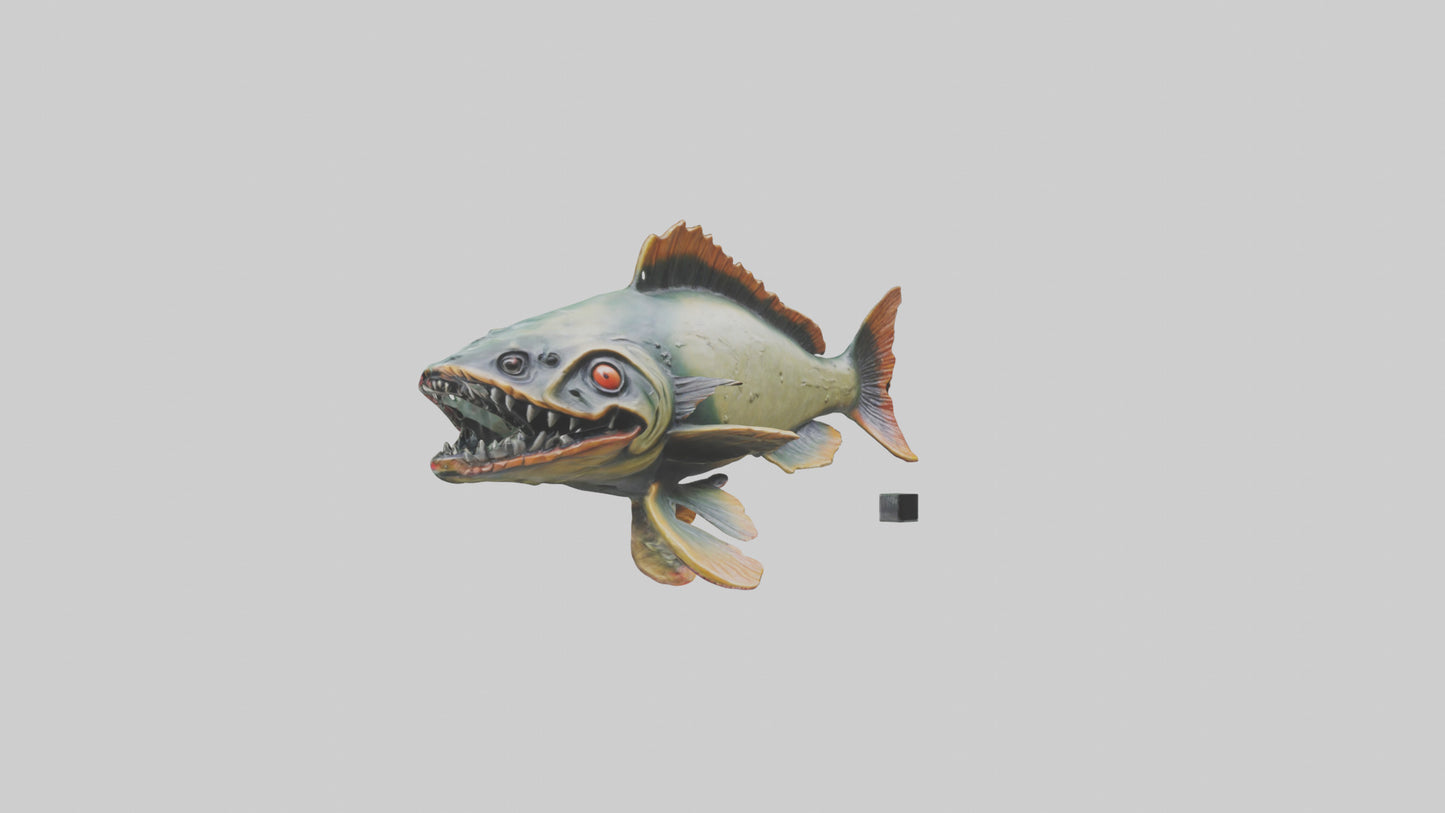 3D model Piranha statue model VR / AR / low-poly
