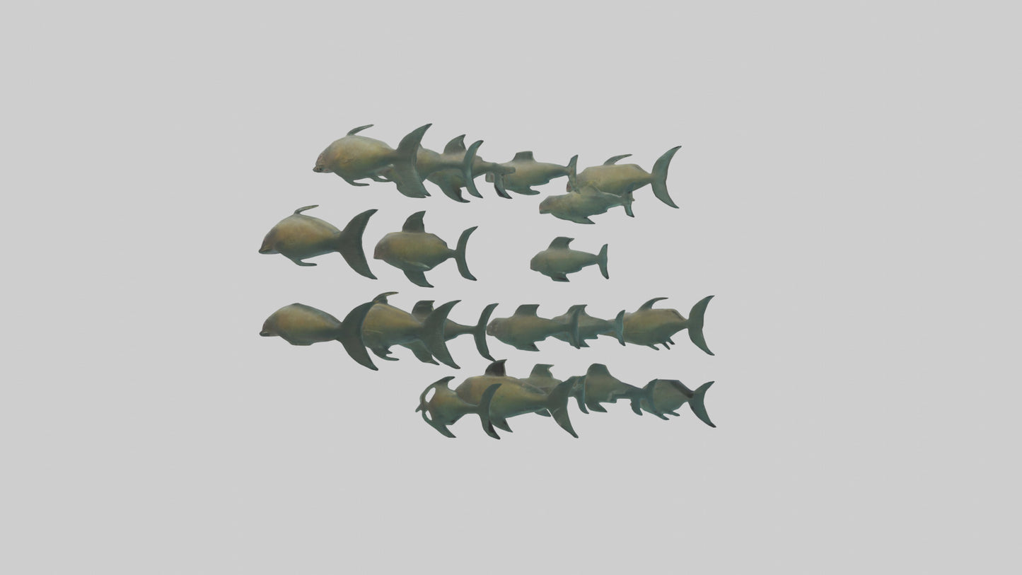 3D model Piranha swimming in group model VR / AR / low-poly