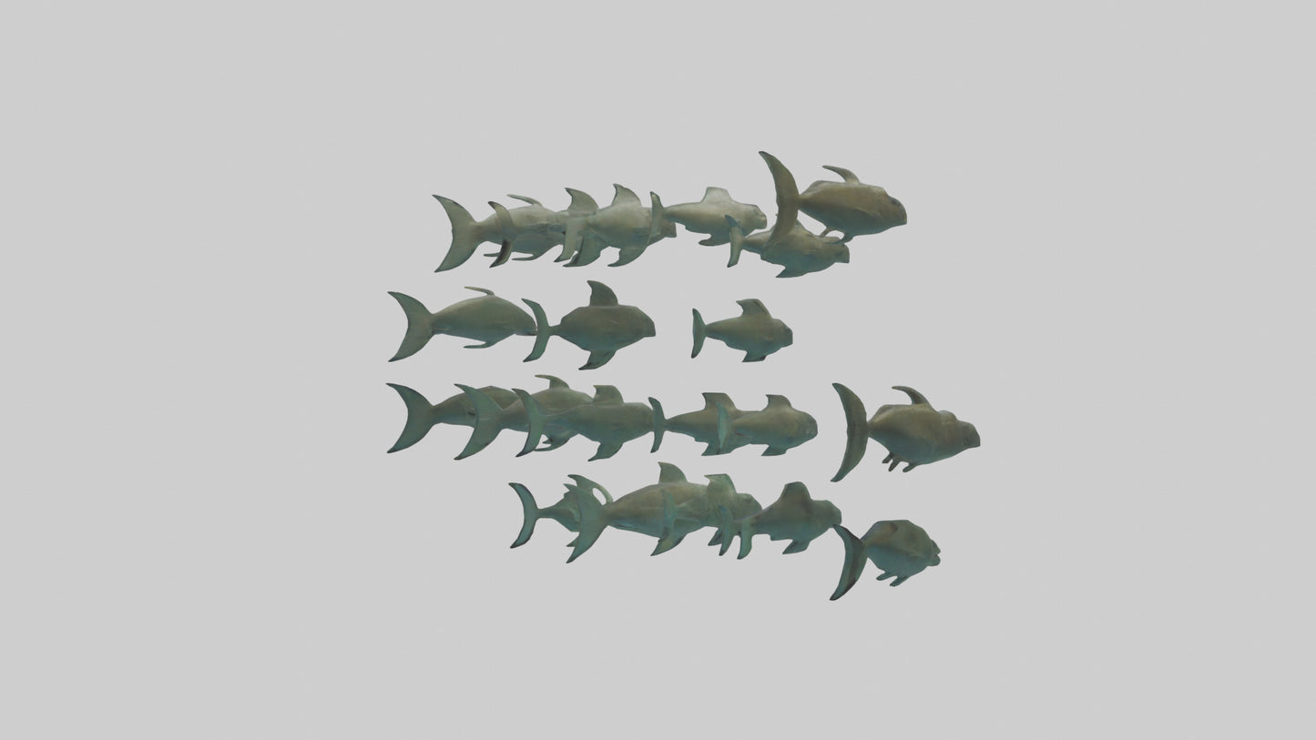 3D model Piranha swimming in group model VR / AR / low-poly