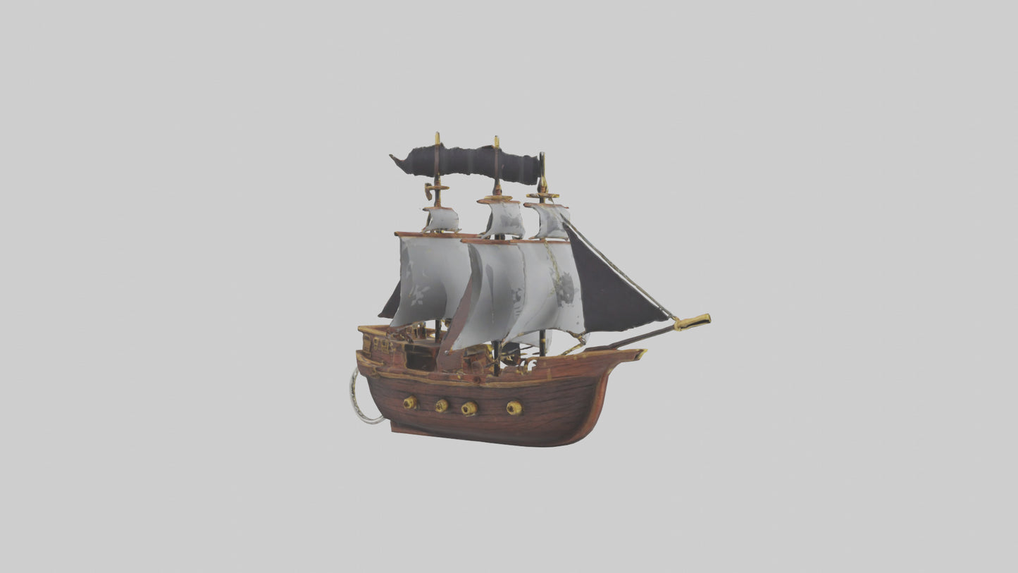 3D model Pirate ship keychain model 2 VR / AR / low-poly