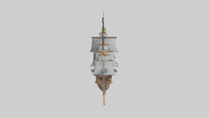 3D model Pirate ship keychain model 2 VR / AR / low-poly