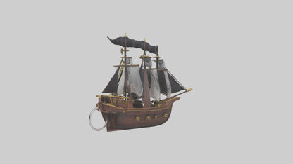 3D model Pirate ship keychain model 2 VR / AR / low-poly