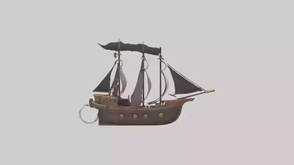 3D model Pirate ship keychain model 2 VR / AR / low-poly