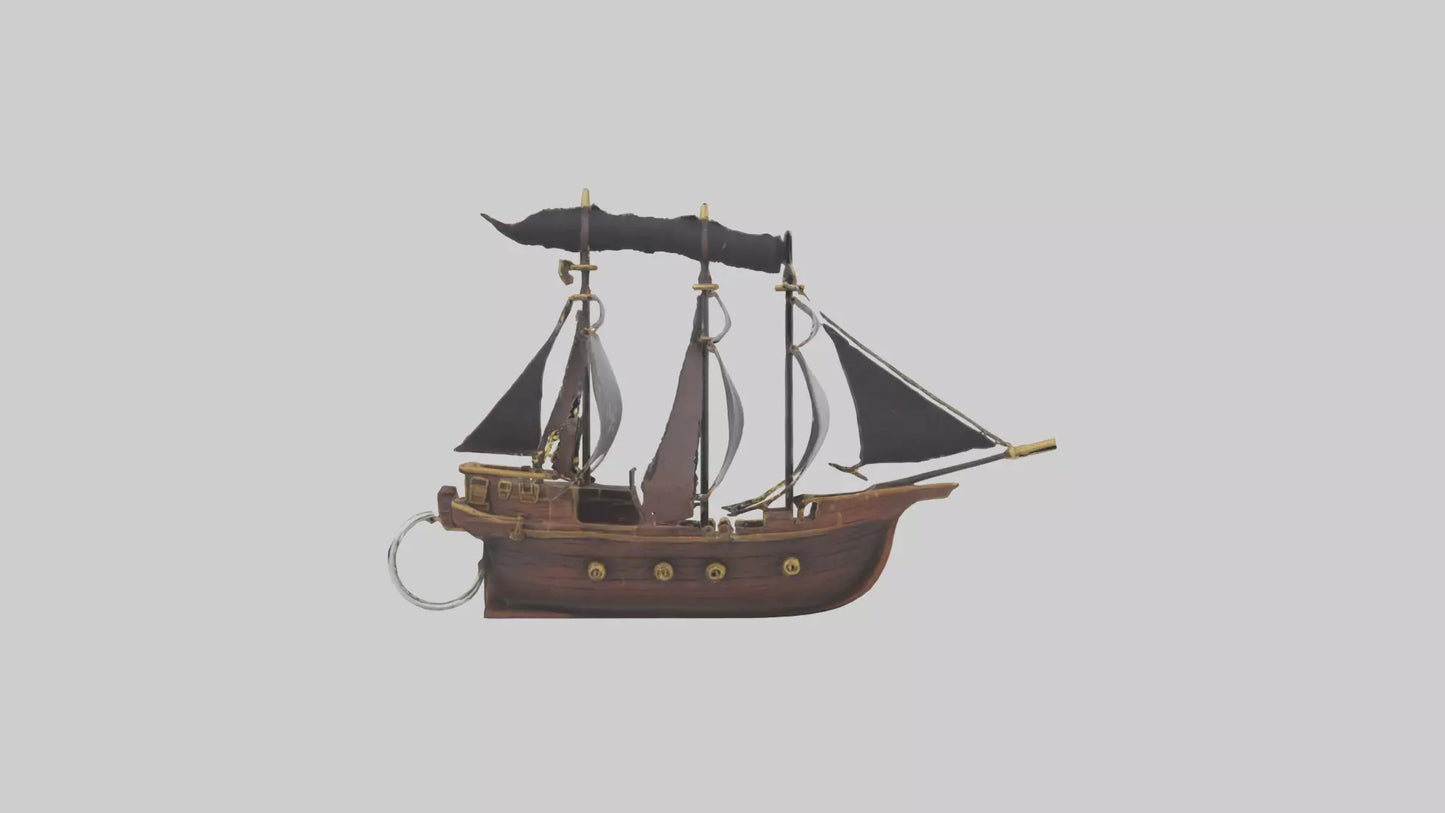 3D model Pirate ship keychain model 2 VR / AR / low-poly