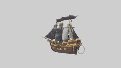 3D model Pirate ship keychain model 2 VR / AR / low-poly
