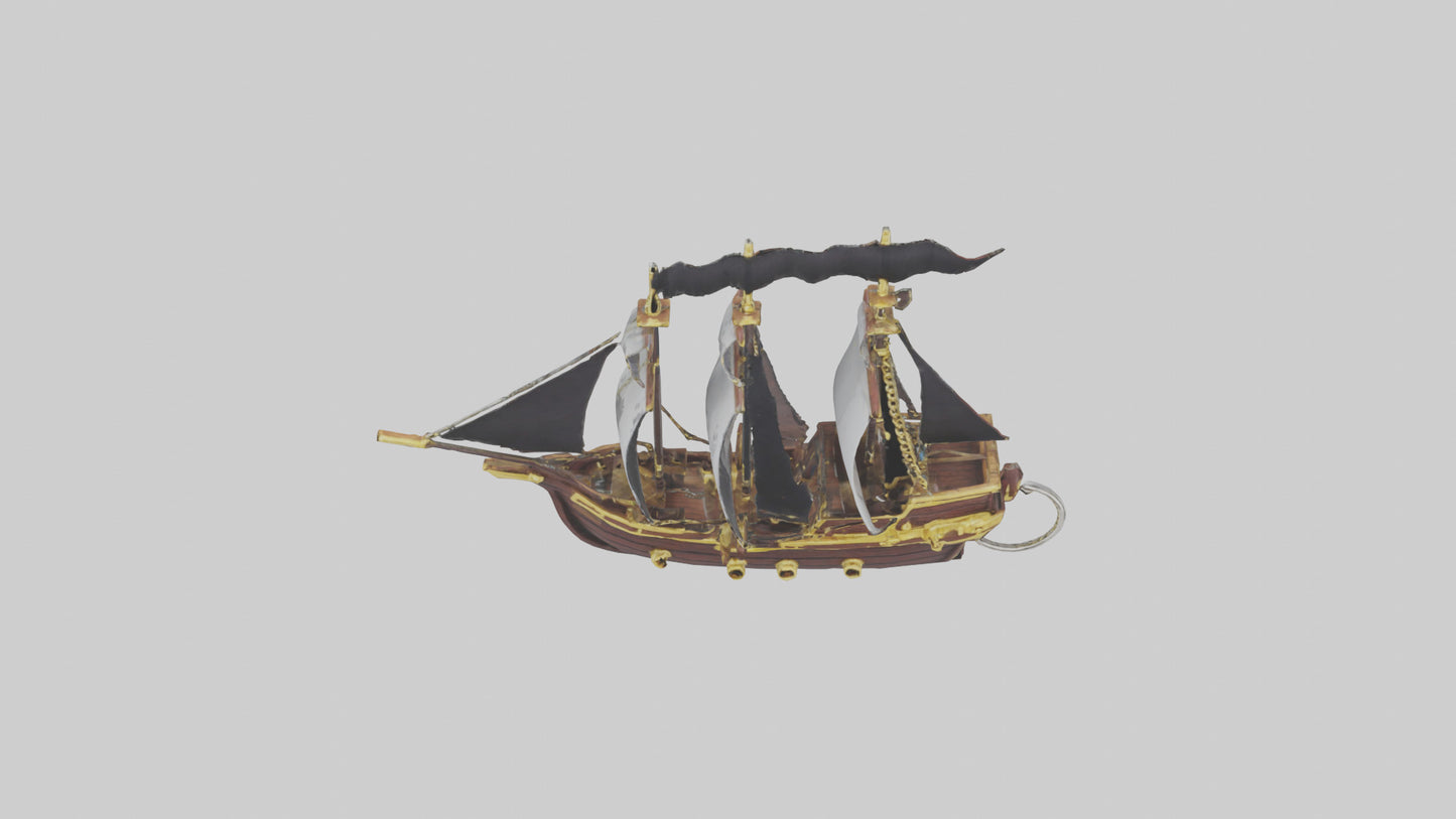 3D model Pirate ship keychain model 2 VR / AR / low-poly