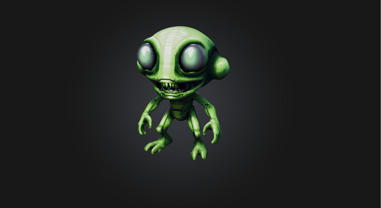 3D model Pixel Art Alien   VR / AR / low-poly