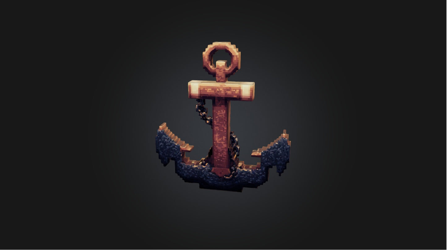 3D model Pixel Art Anchor   VR / AR / low-poly