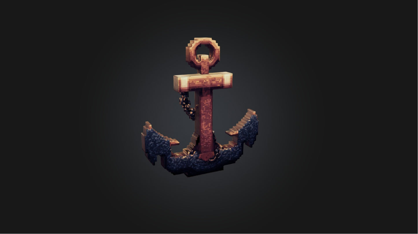 3D model Pixel Art Anchor   VR / AR / low-poly
