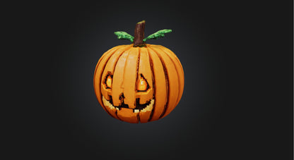 3D model Pixel Art Pumpkin   VR / AR / low-poly