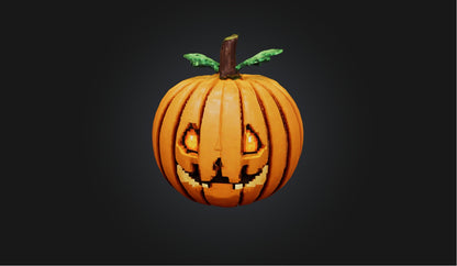 3D model Pixel Art Pumpkin   VR / AR / low-poly