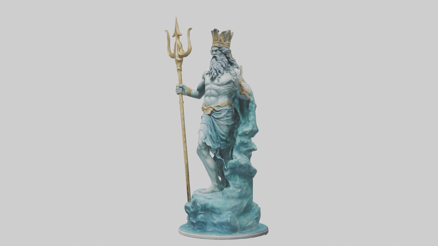 3D model Poseidon King of the sea statue model VR / AR / low-poly