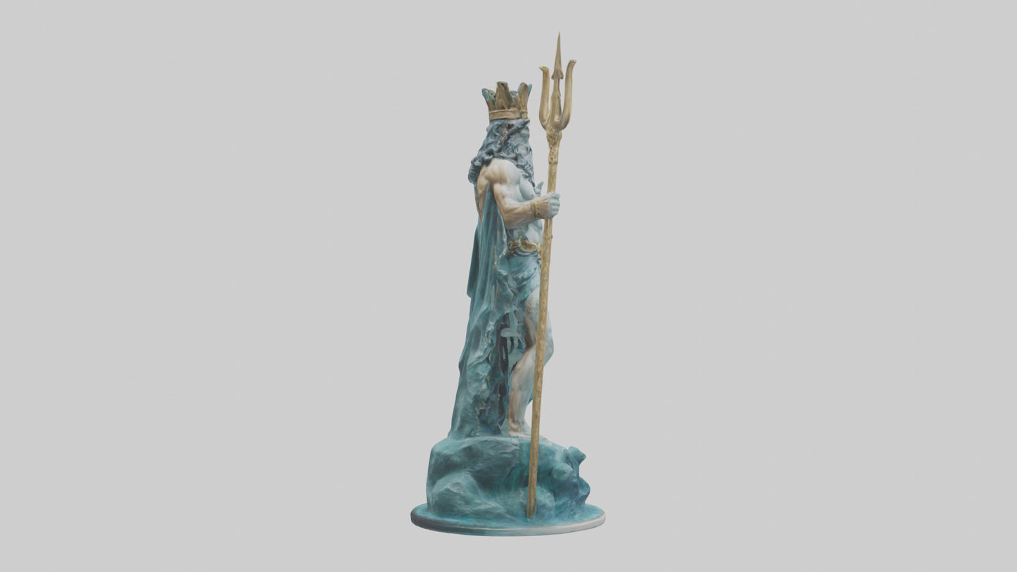 3D model Poseidon King of the sea statue model VR / AR / low-poly