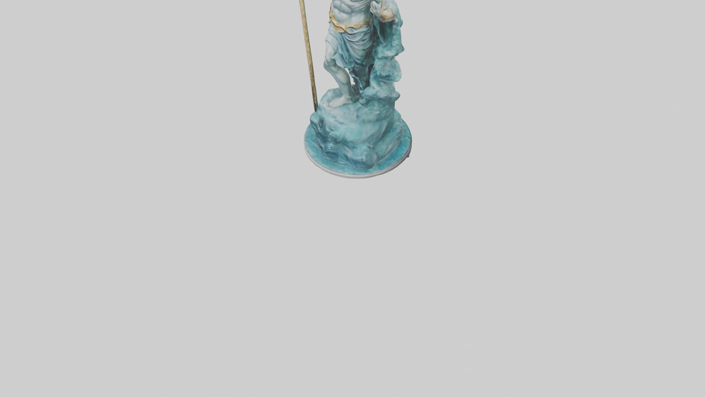 3D model Poseidon King of the sea statue model VR / AR / low-poly