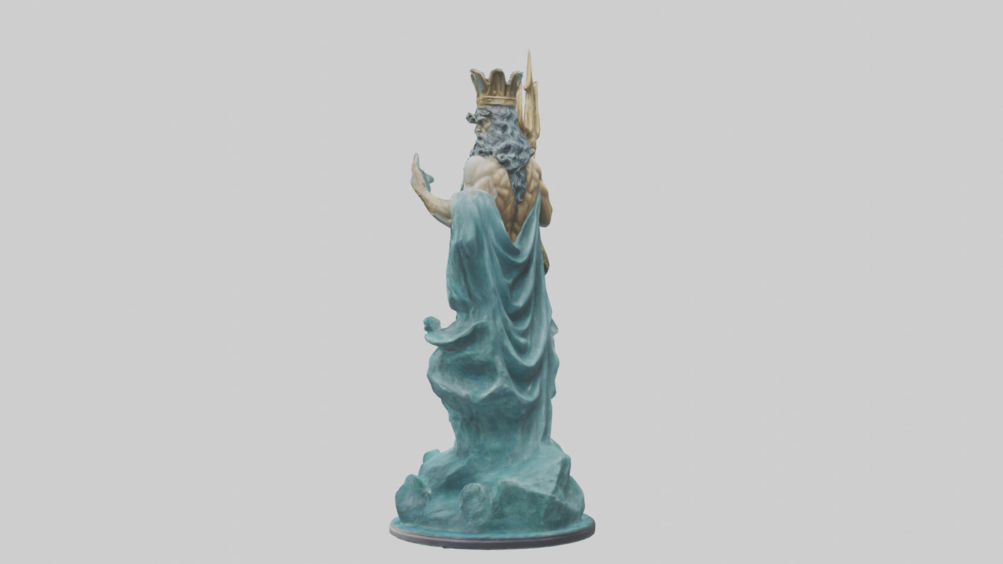 3D model Poseidon King of the sea statue model VR / AR / low-poly
