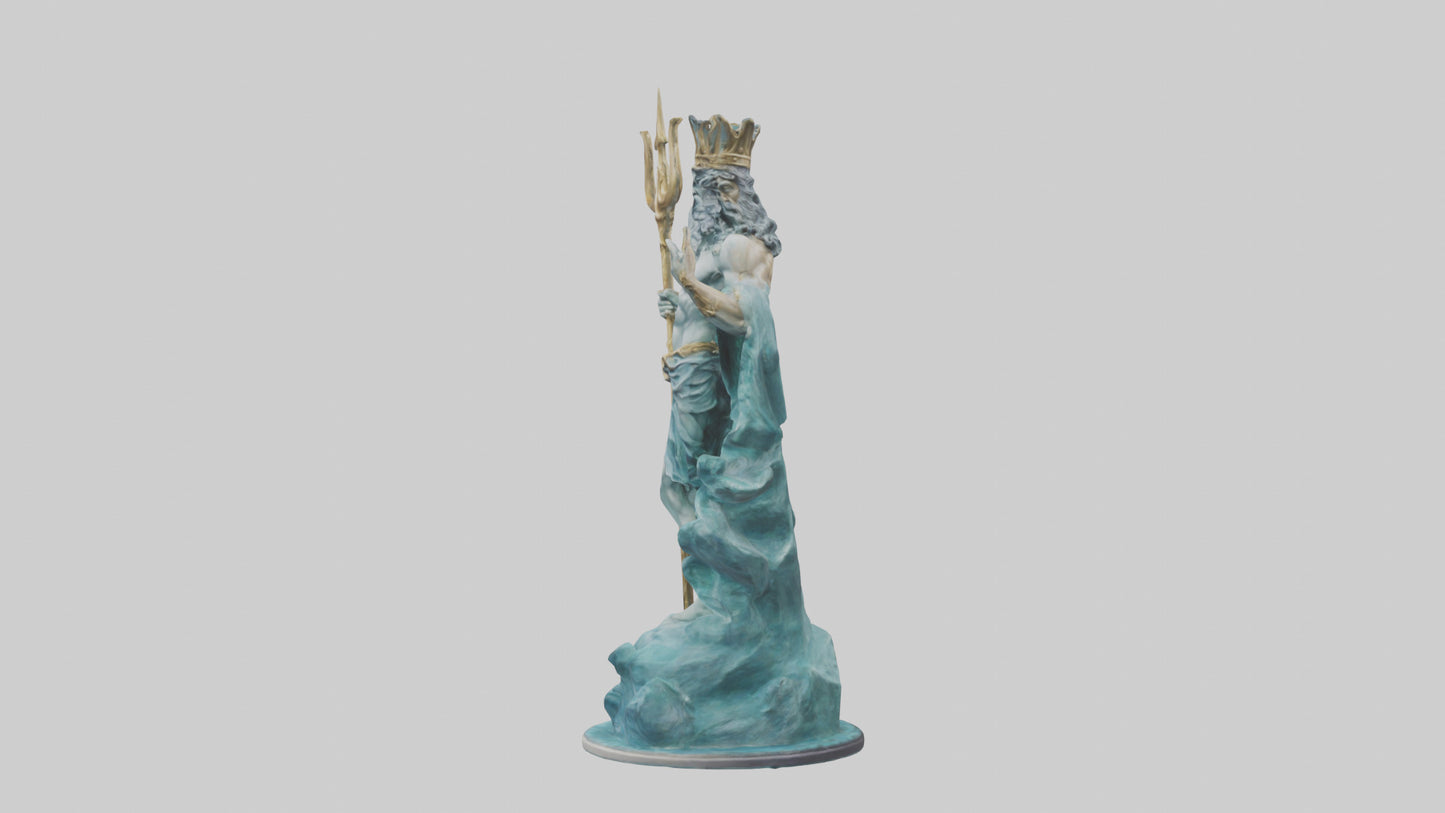 3D model Poseidon King of the sea statue model VR / AR / low-poly