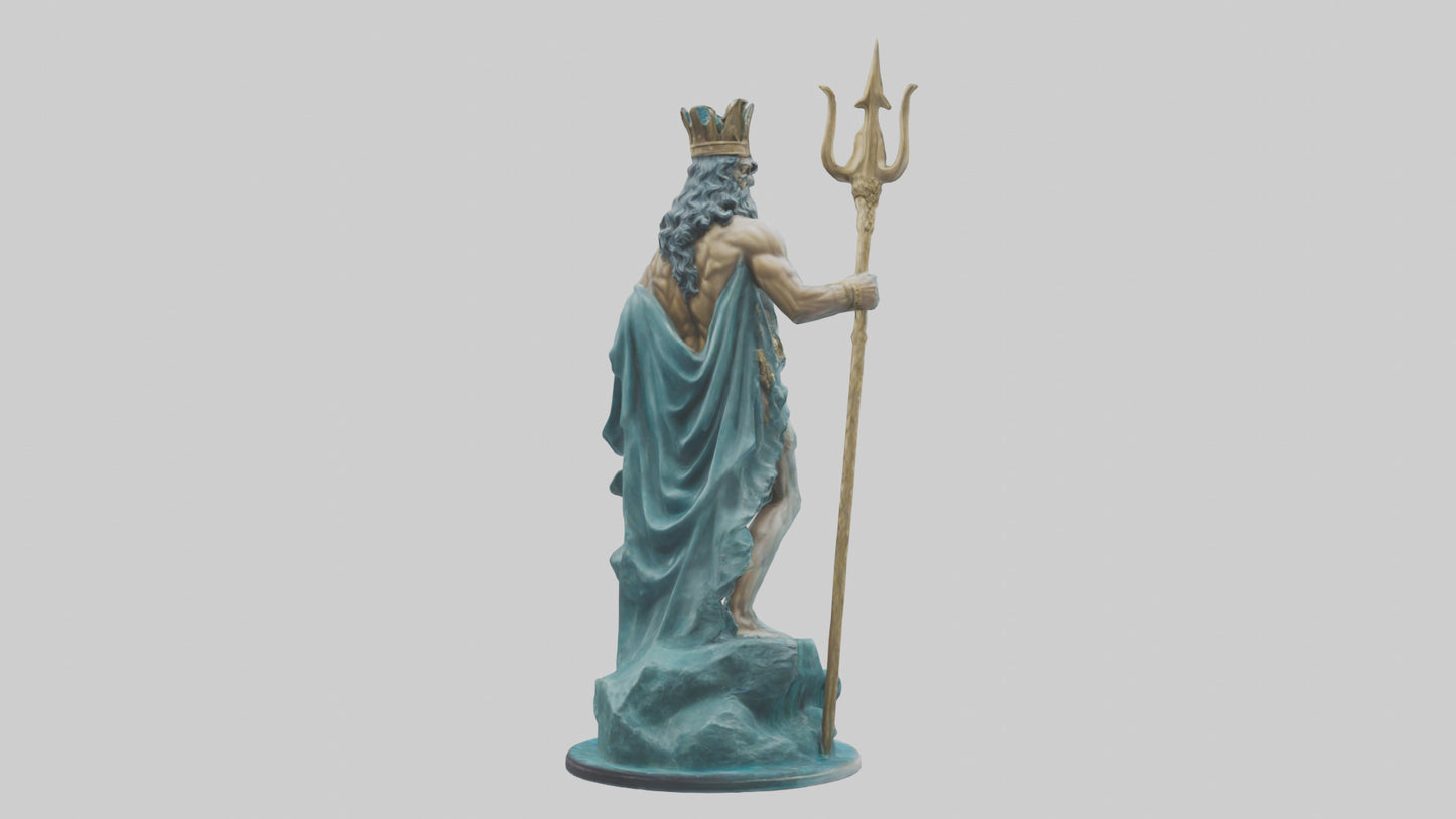 3D model Poseidon King of the sea statue model VR / AR / low-poly