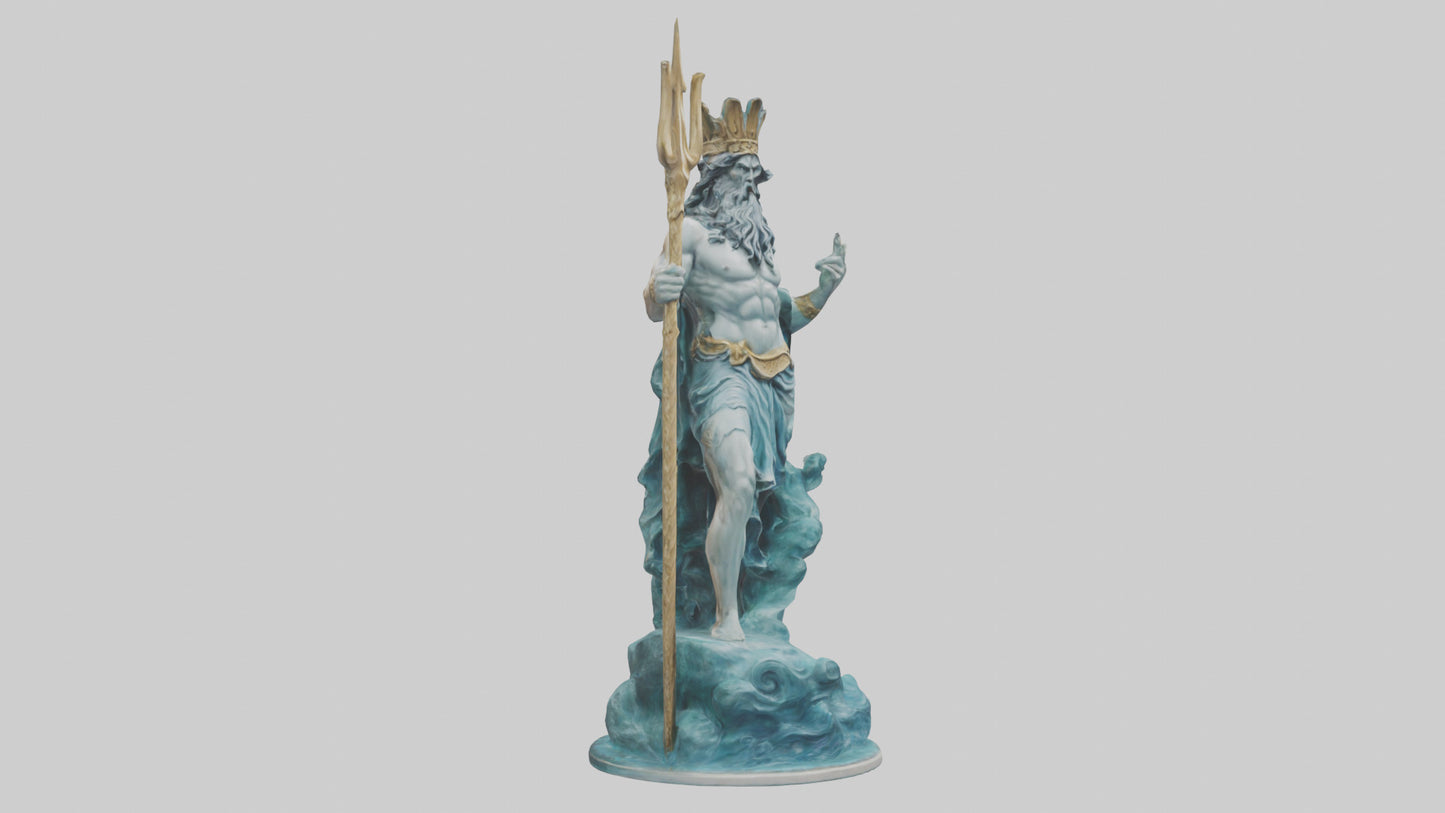 3D model Poseidon King of the sea statue model VR / AR / low-poly