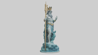 3D model Poseidon King of the sea statue model VR / AR / low-poly