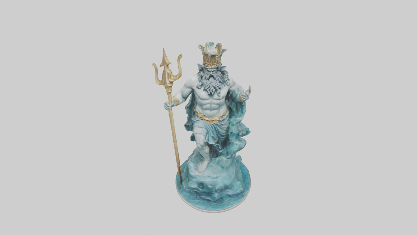 3D model Poseidon King of the sea statue model VR / AR / low-poly