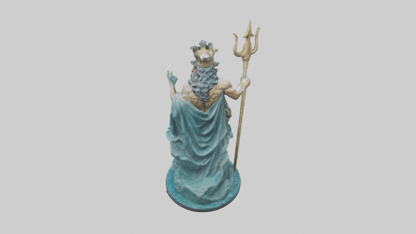 3D model Poseidon King of the sea statue model VR / AR / low-poly