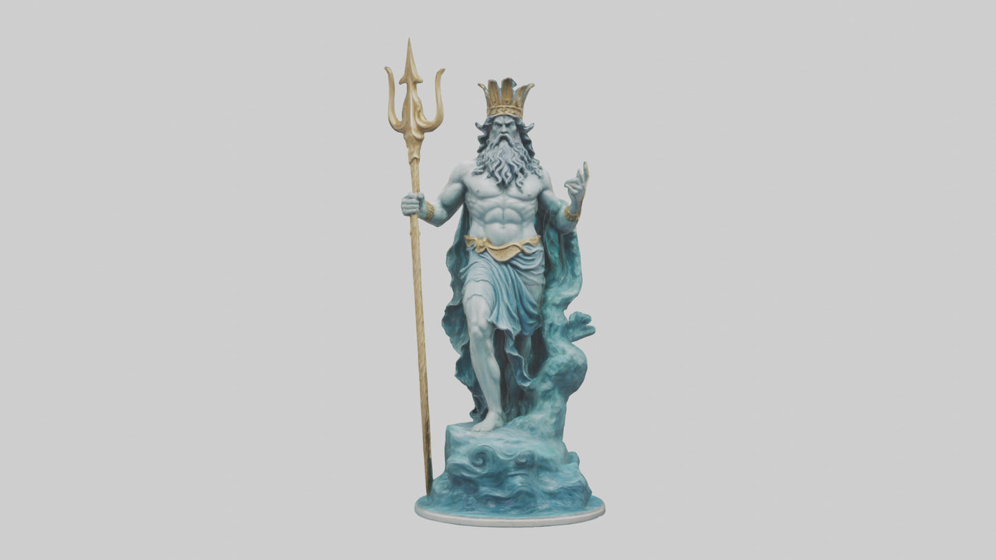 3D model Poseidon King of the sea statue model VR / AR / low-poly