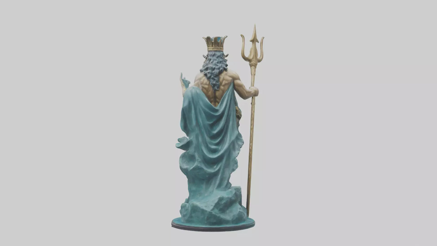 3D model Poseidon King of the sea statue model VR / AR / low-poly