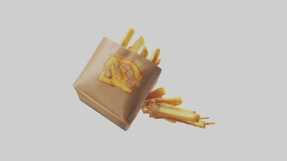 3D model Potato Fries Pack model VR / AR / low-poly