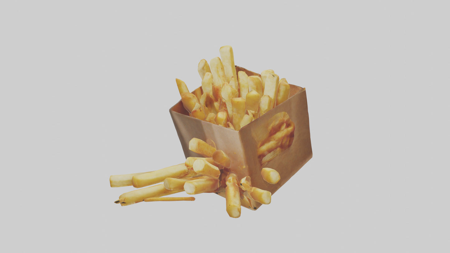 3D model Potato Fries Pack model VR / AR / low-poly