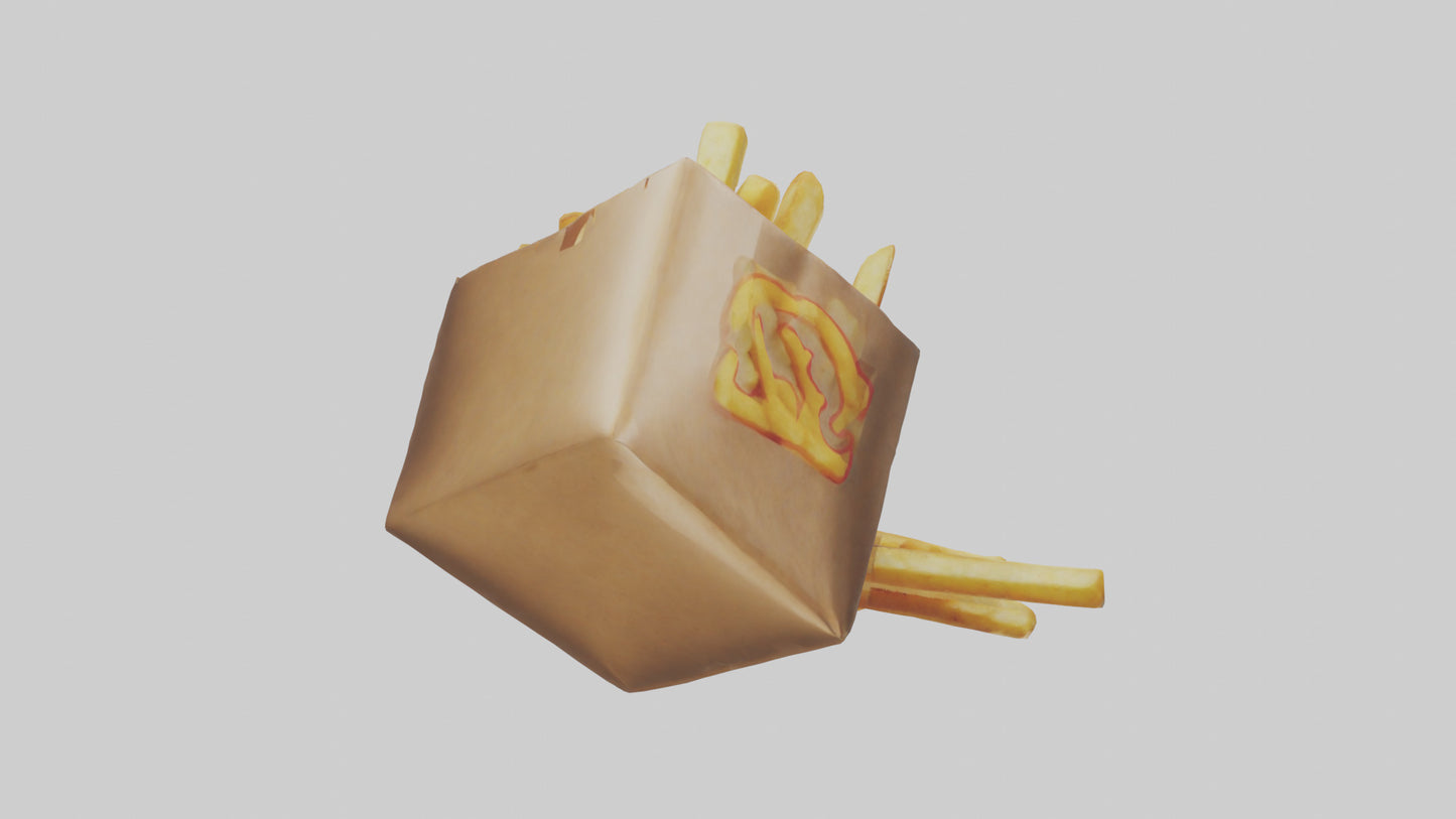 3D model Potato Fries Pack model VR / AR / low-poly
