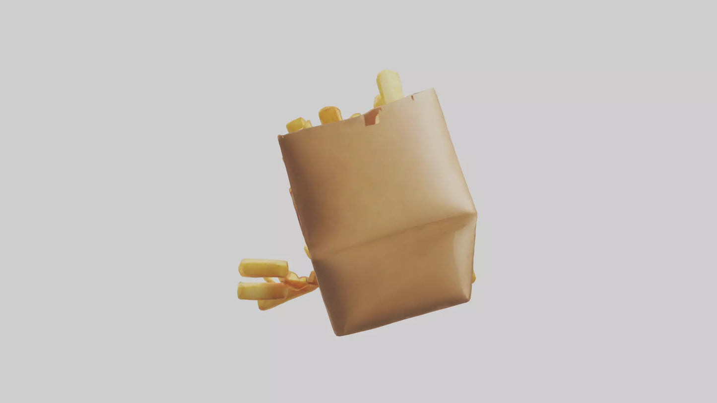 3D model Potato Fries Pack model VR / AR / low-poly