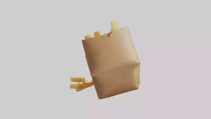 3D model Potato Fries Pack model VR / AR / low-poly