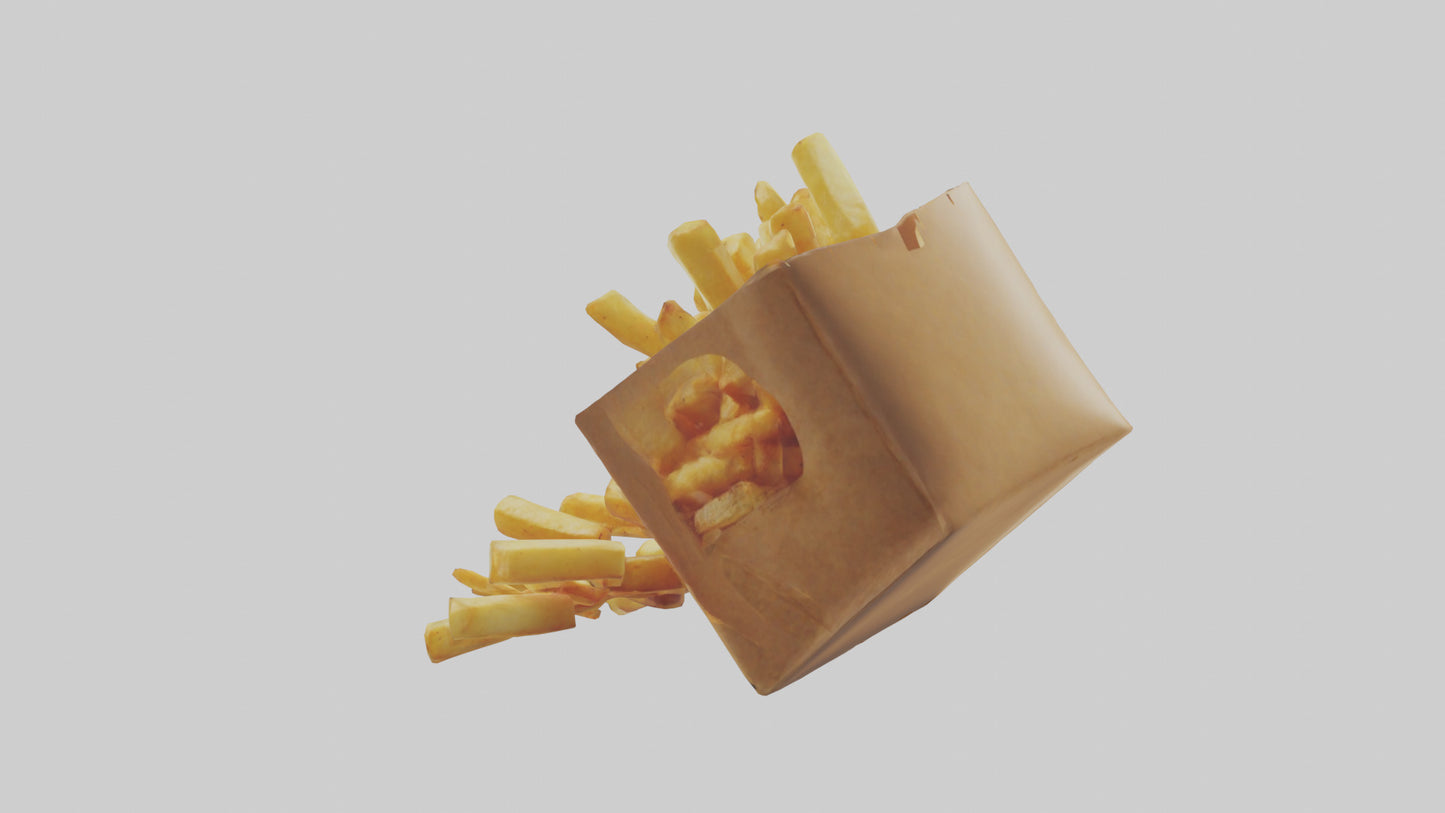 3D model Potato Fries Pack model VR / AR / low-poly