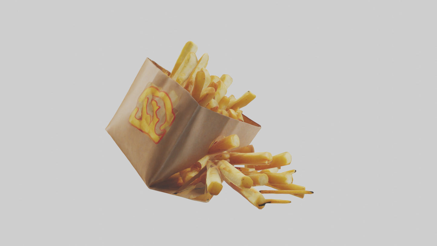 3D model Potato Fries Pack model VR / AR / low-poly