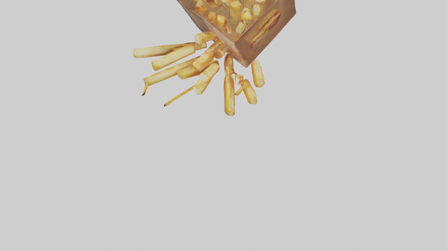 3D model Potato Fries Pack model VR / AR / low-poly