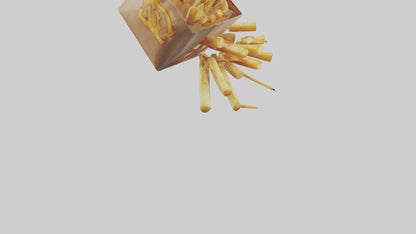 3D model Potato Fries Pack model VR / AR / low-poly
