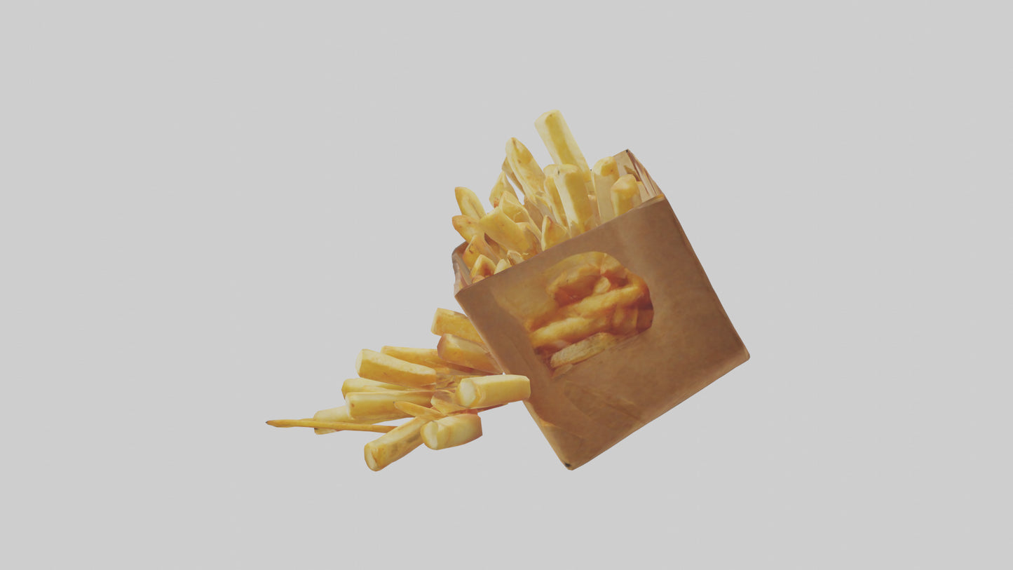 3D model Potato Fries Pack model VR / AR / low-poly