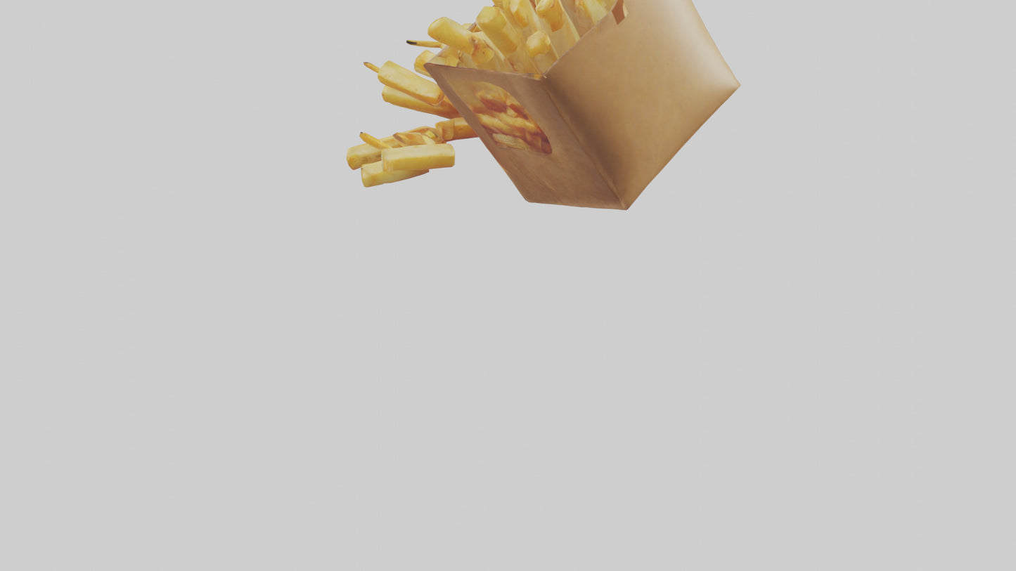 3D model Potato Fries Pack model VR / AR / low-poly