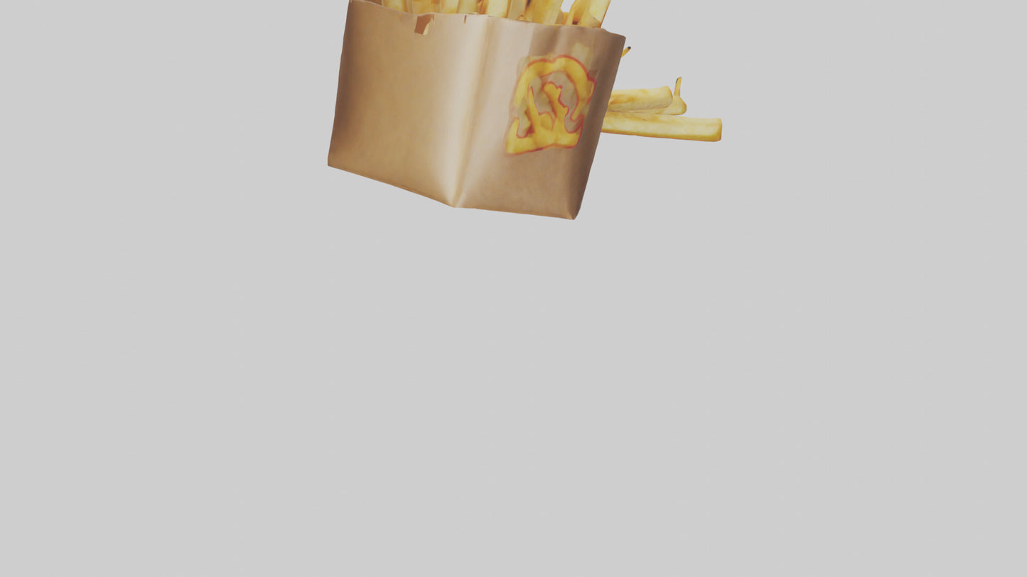 3D model Potato Fries Pack model VR / AR / low-poly