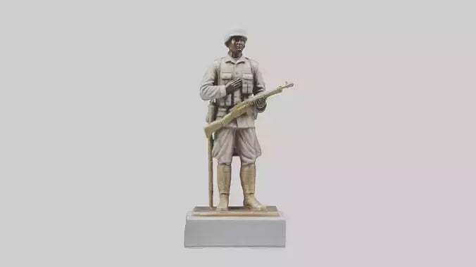 Praying Soldier statue model VR / AR / low-poly
