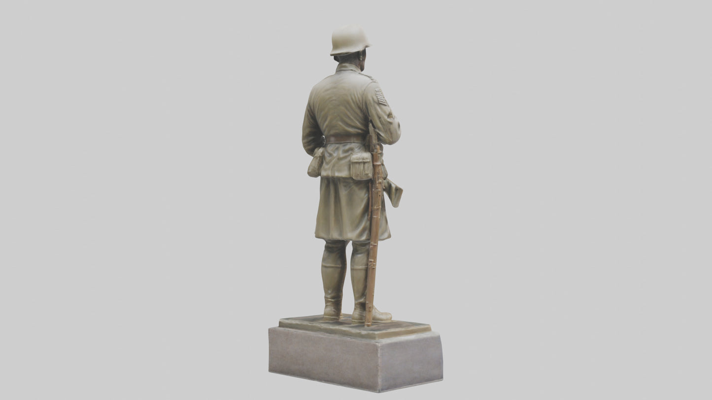 Praying Soldier statue model VR / AR / low-poly