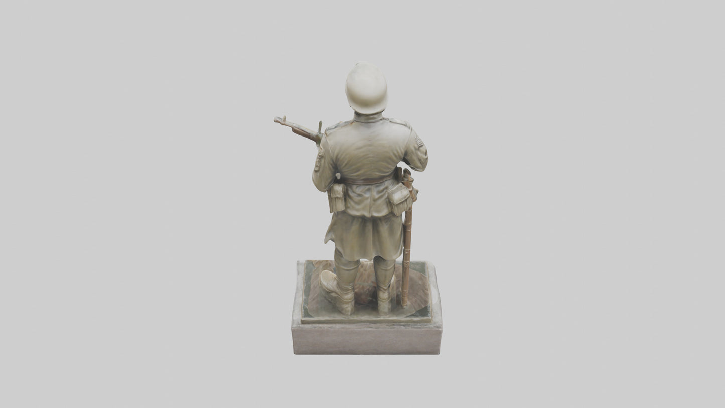 Praying Soldier statue model VR / AR / low-poly