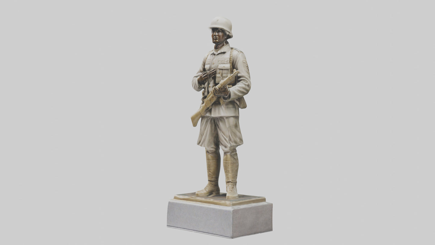 Praying Soldier statue model VR / AR / low-poly